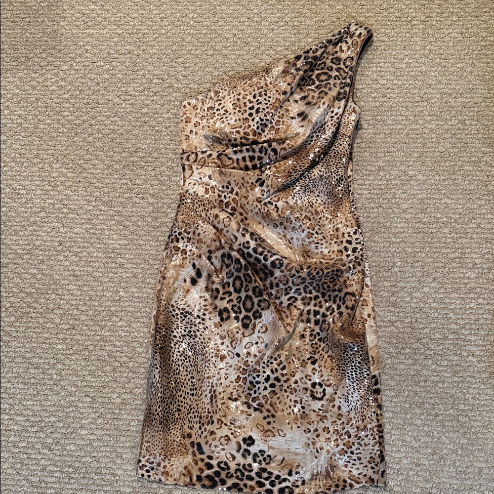 Eliza J Animal Print One-Shoulder Dress